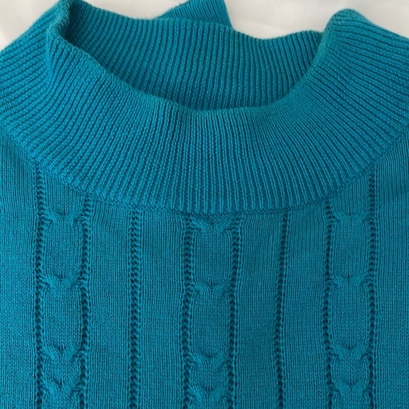 Conrad C womens cable knot teal sweater long sleeve size M. Stretchy material. - Picture 6 of 10